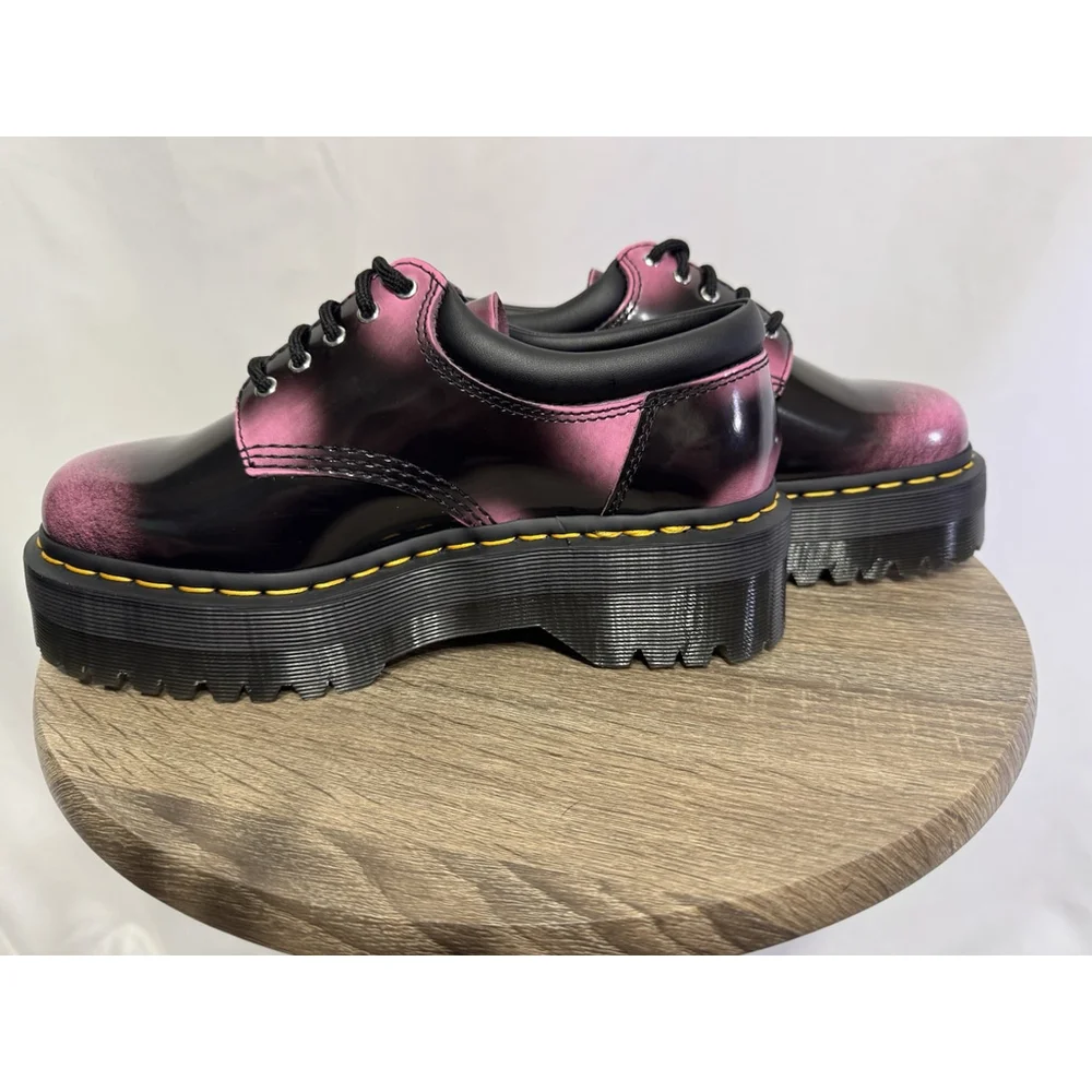 Dr. Martens 8053 Unisex Quad Platform Oxford Shoes Size 6 M 7 L Black/Pink